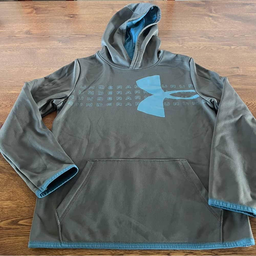 Under Armour ColdGear Hoodie Grey Blue Youth Medium YMD